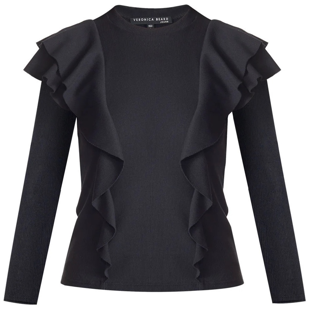Veronica Beard Black Ruffle Blouse